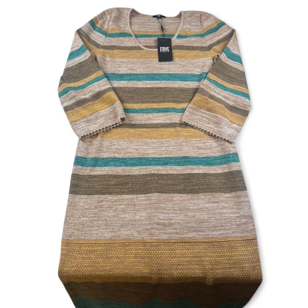 Frye Women’s Multicolor Striped Knit Dress Long Sleeve Size Large NWT